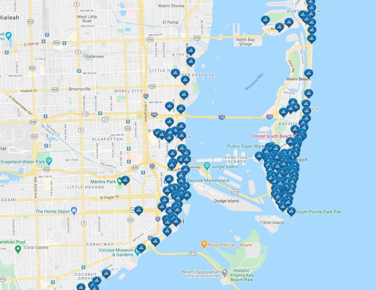 シティバイクマイアミマイアミシティバイクの地図 フロリダ アメリカ