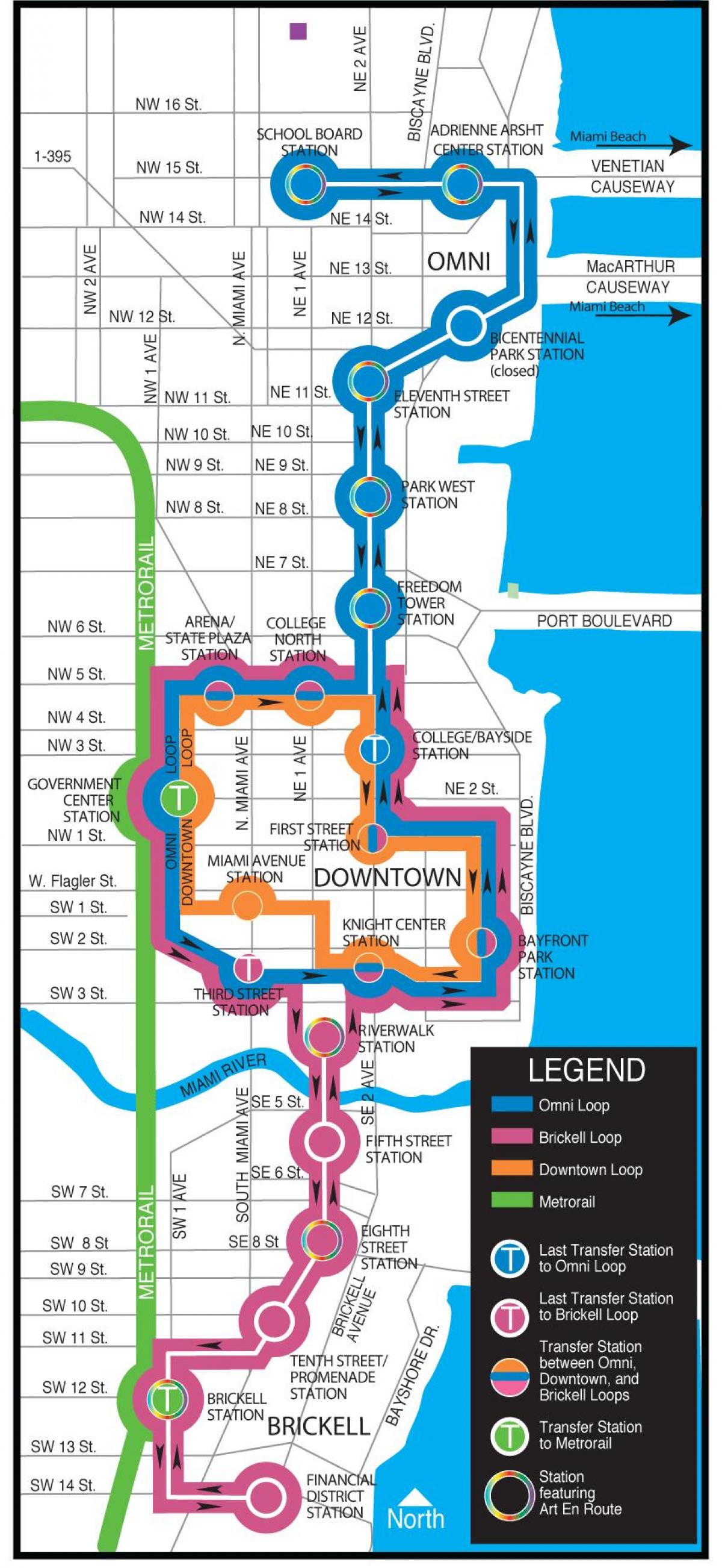 マイアミmetromover地図 Metromover地図のマイアミフロリダ アメリカ