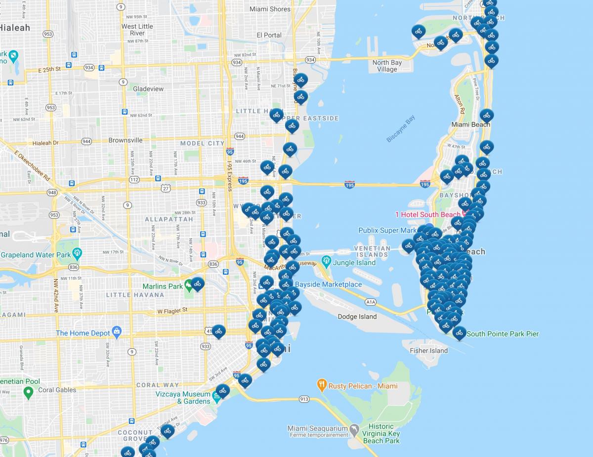マイアミシティバイクの地図