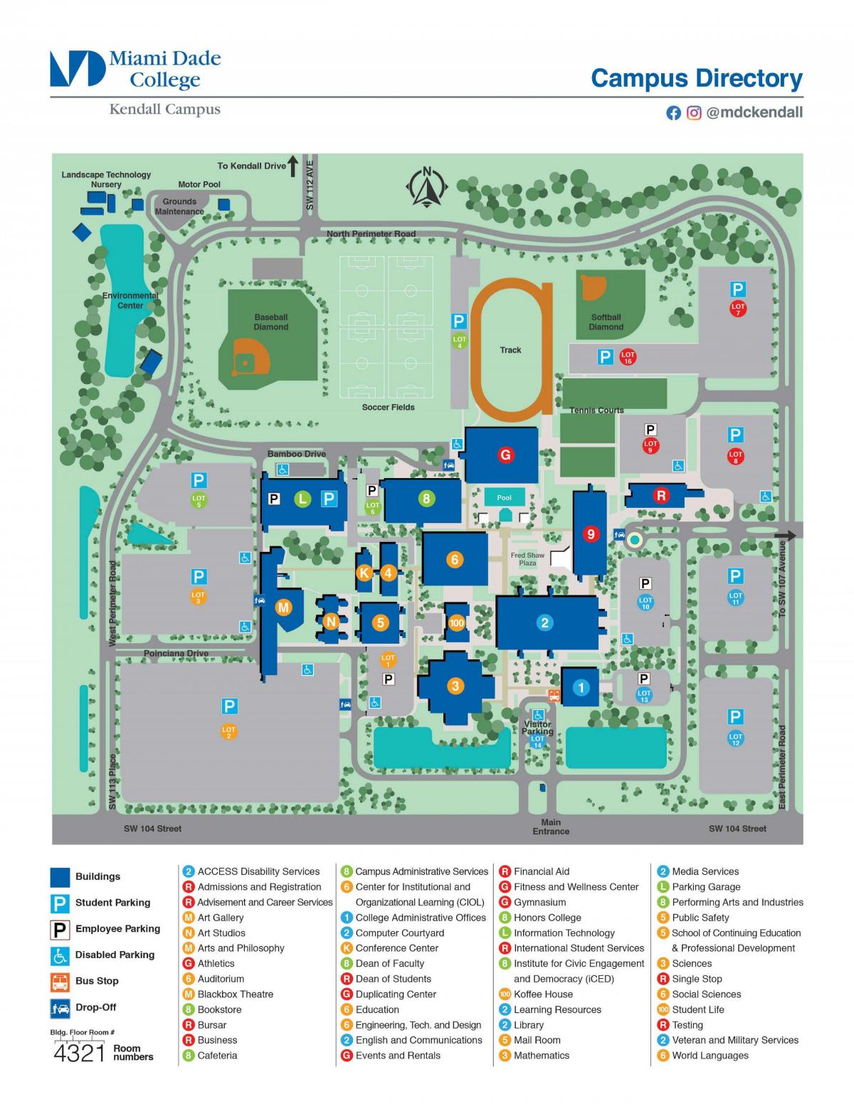 マイアミDadeケンダルインターナショナル大学キャンパスマップ