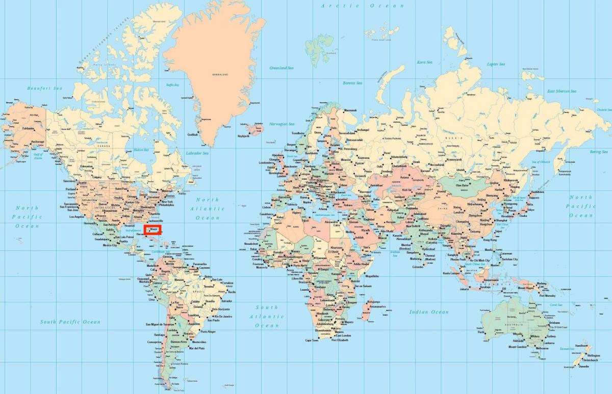 マイアミに位置世界地図