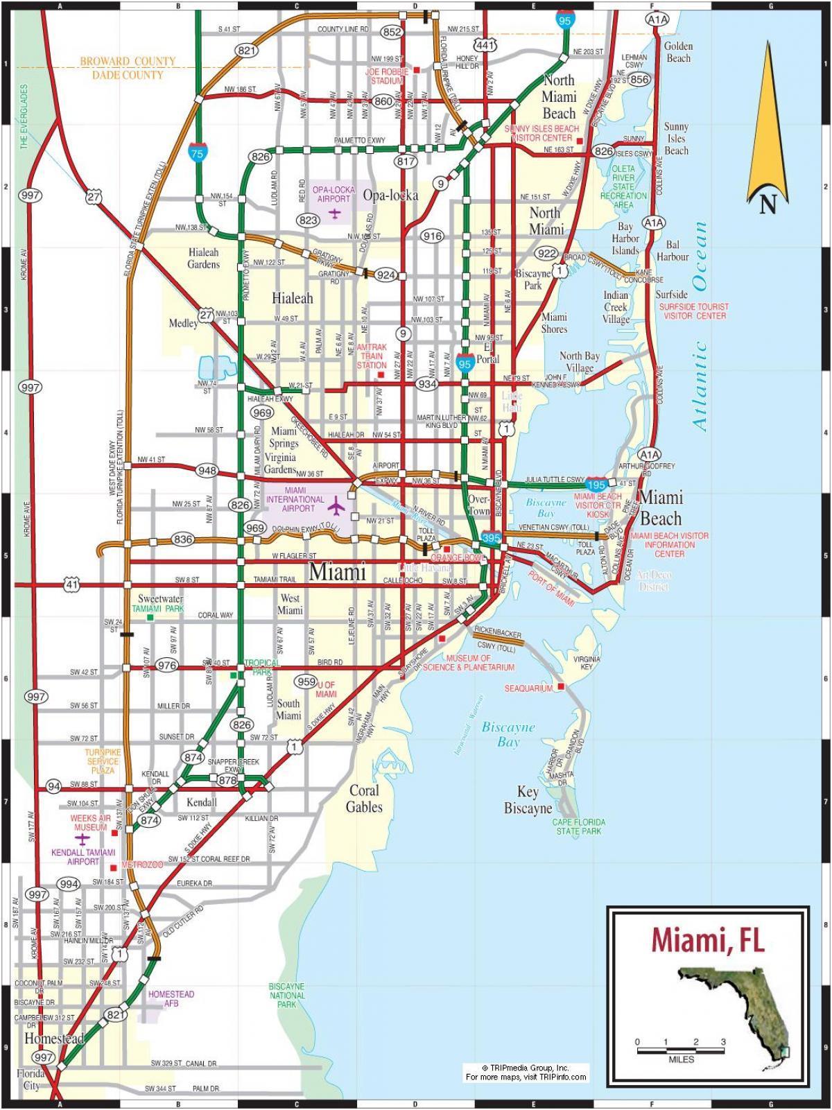 有料道路のマイアミの地図