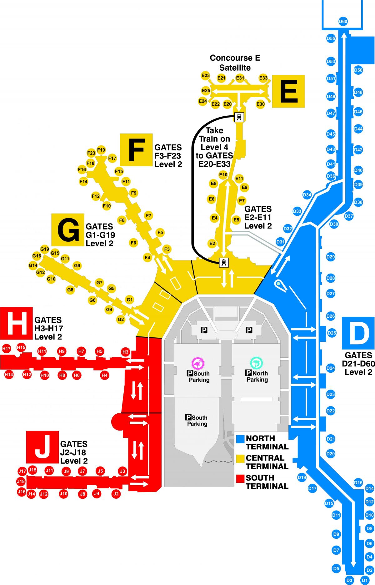 マイアミ空港ターミナルビルの地図